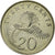 Coin, Singapore, 20 Cents, 2009, Singapore Mint, AU(55-58), Copper-nickel
