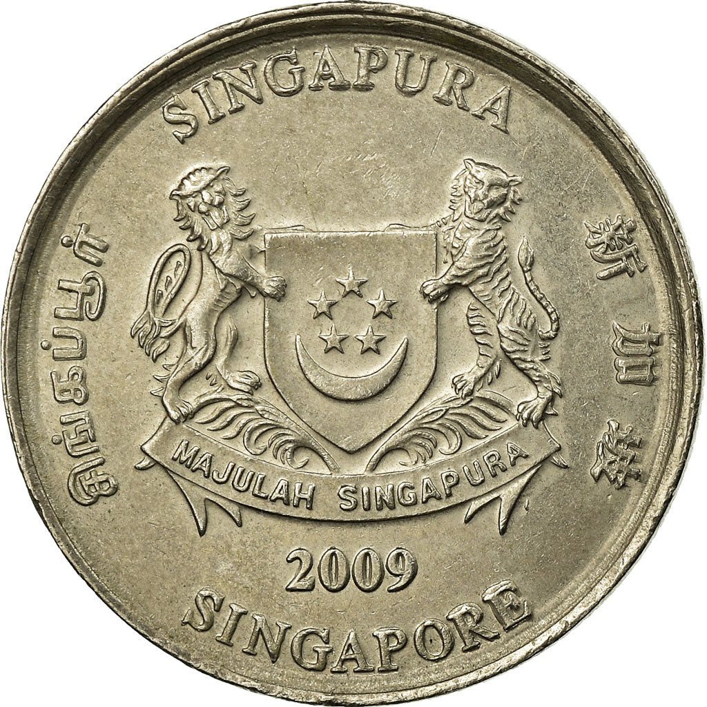Münze, Singapur, 20 Cents, 2009, Singapore Mint, S+, Copper-nickel, KM:101