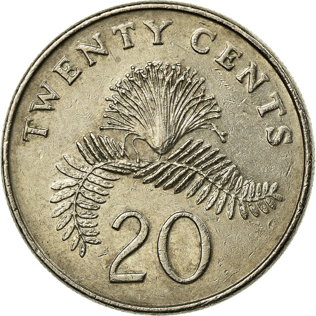 Coin, Singapore, 20 Cents, 1997, Singapore Mint, VF(30-35), Copper-nickel
