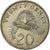Moneta, Singapore, 20 Cents, 1997, Singapore Mint, MB+, Rame-nichel, KM:101