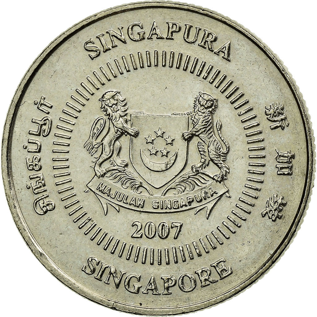 Münze, Singapur, 10 Cents, 2007, Singapore Mint, SS+, Copper-nickel, KM:100