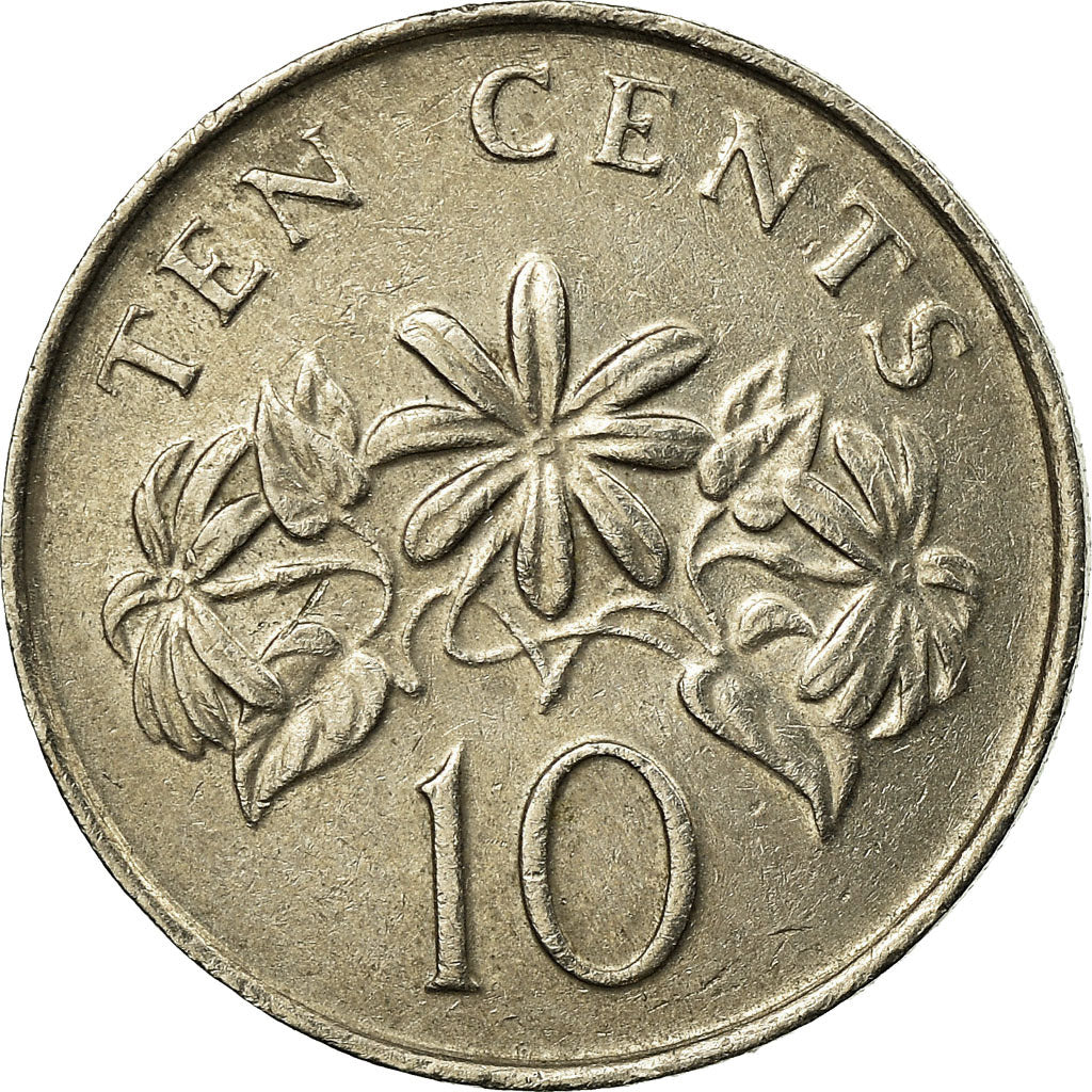 Moneda, Singapur, 10 Cents, 1991, British Royal Mint, BC+, Cobre - níquel