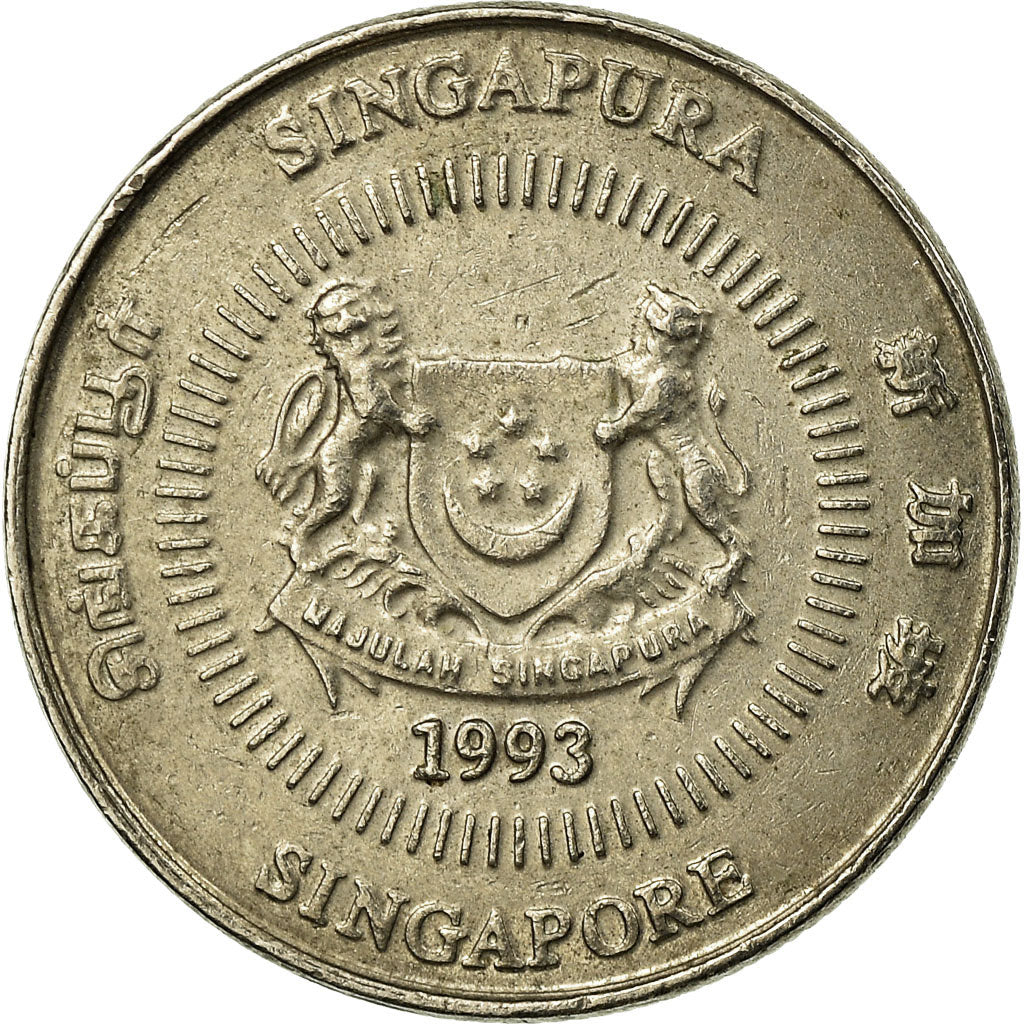 Coin, Singapore, 10 Cents, 1993, Singapore Mint, VF(30-35), Copper-nickel