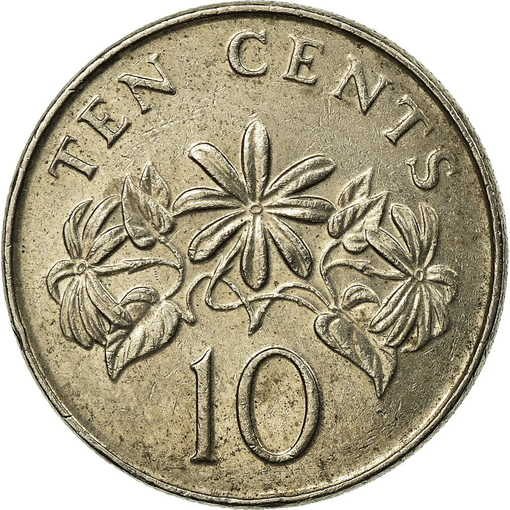 Coin, Singapore, 10 Cents, 1993, Singapore Mint, VF(30-35), Copper-nickel