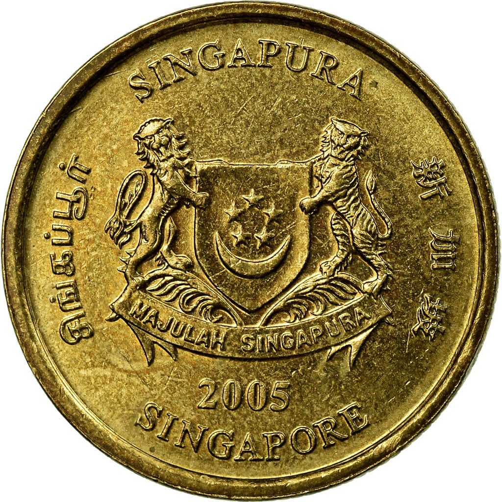 Münze, Singapur, 5 Cents, 2005, Singapore Mint, SS, Aluminum-Bronze, KM:99