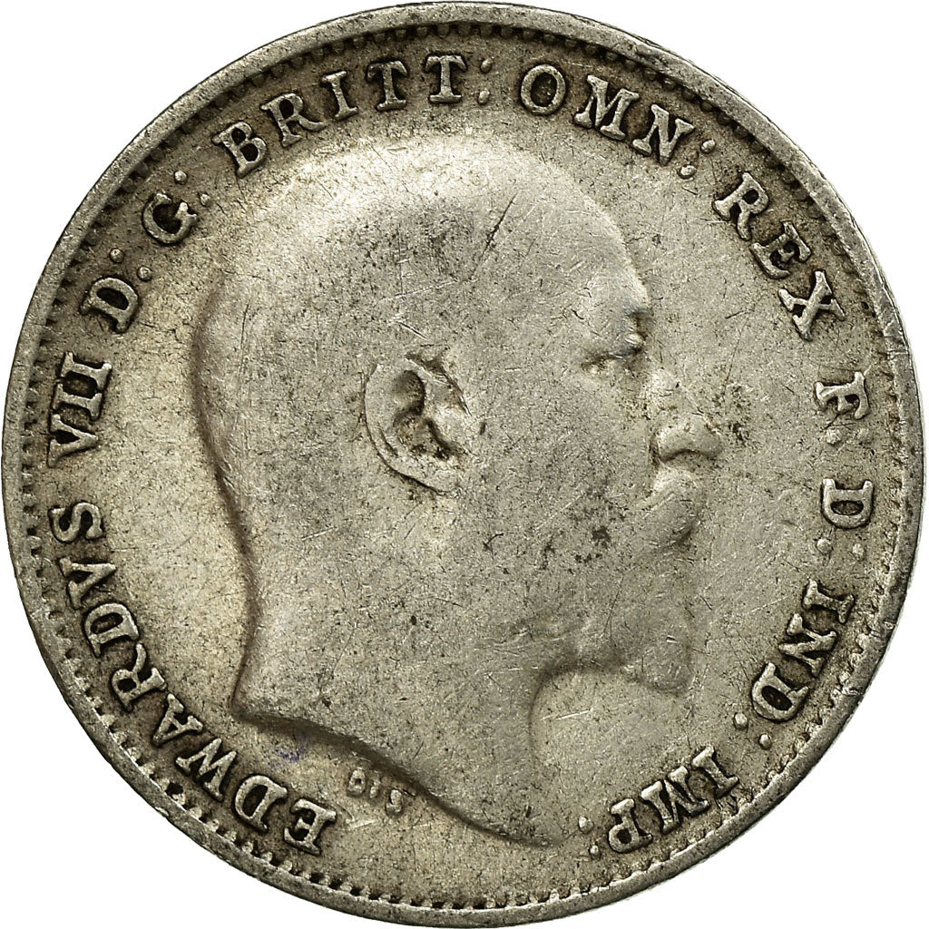 Coin, Great Britain, Edward VII, 3 Pence, 1910, VF(20-25), Silver, KM:797.2