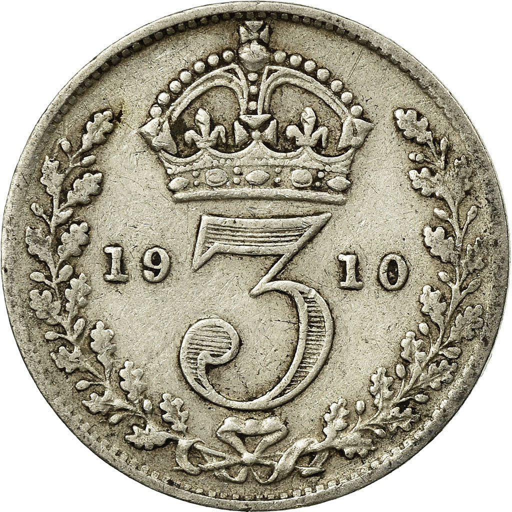 Coin, Great Britain, Edward VII, 3 Pence, 1910, VF(20-25), Silver, KM:797.2