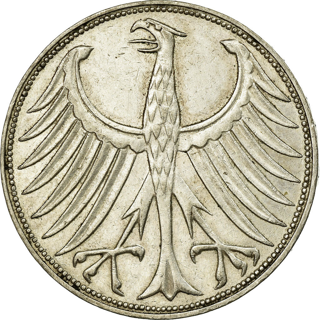 Coin, GERMANY - FEDERAL REPUBLIC, 5 Mark, 1969, Karlsruhe, EF(40-45), Silver