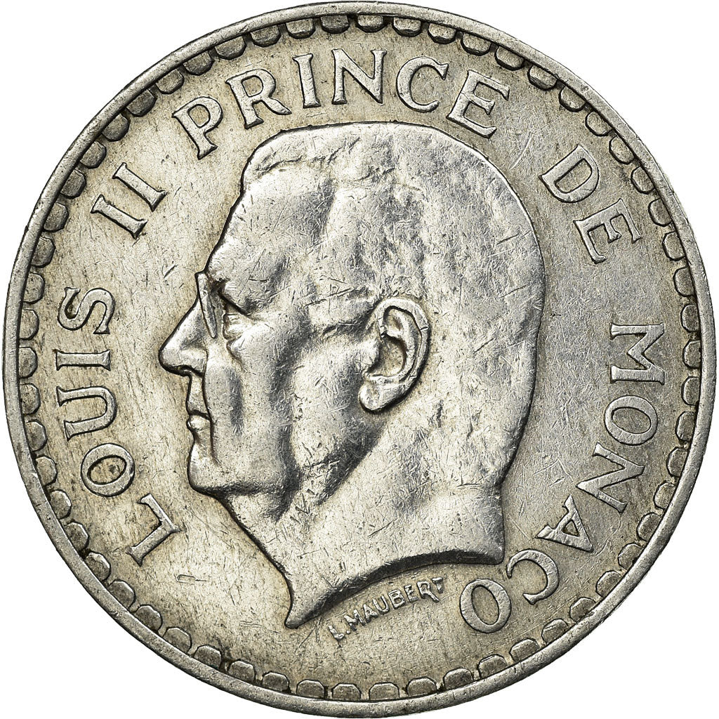 Moeda, Mónaco, Louis II, 5 Francs, 1945, EF(40-45), Alumínio, KM:122