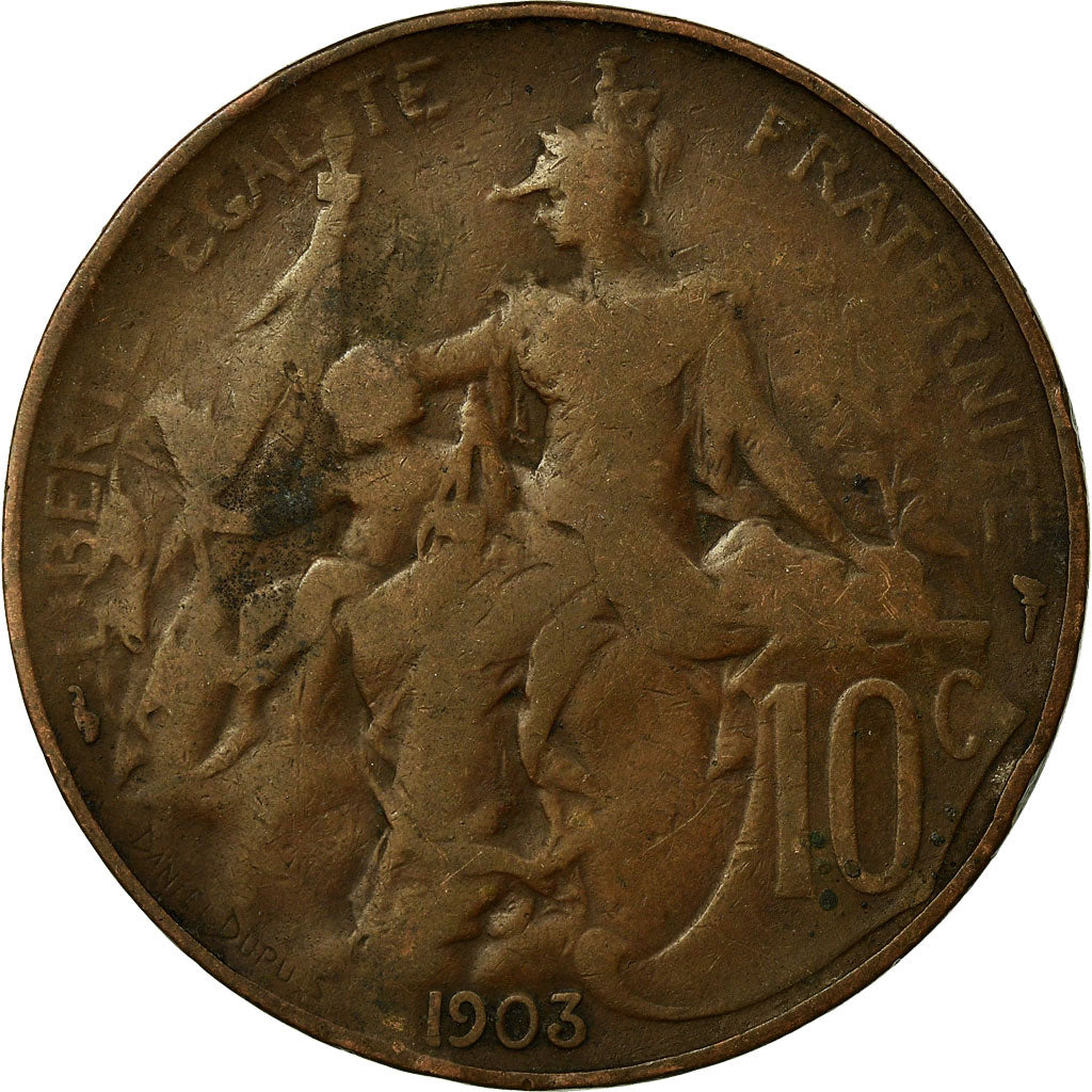 Moneta, Francja, Dupuis, 10 Centimes, 1903, Paris, F(12-15), Bronze, KM:843