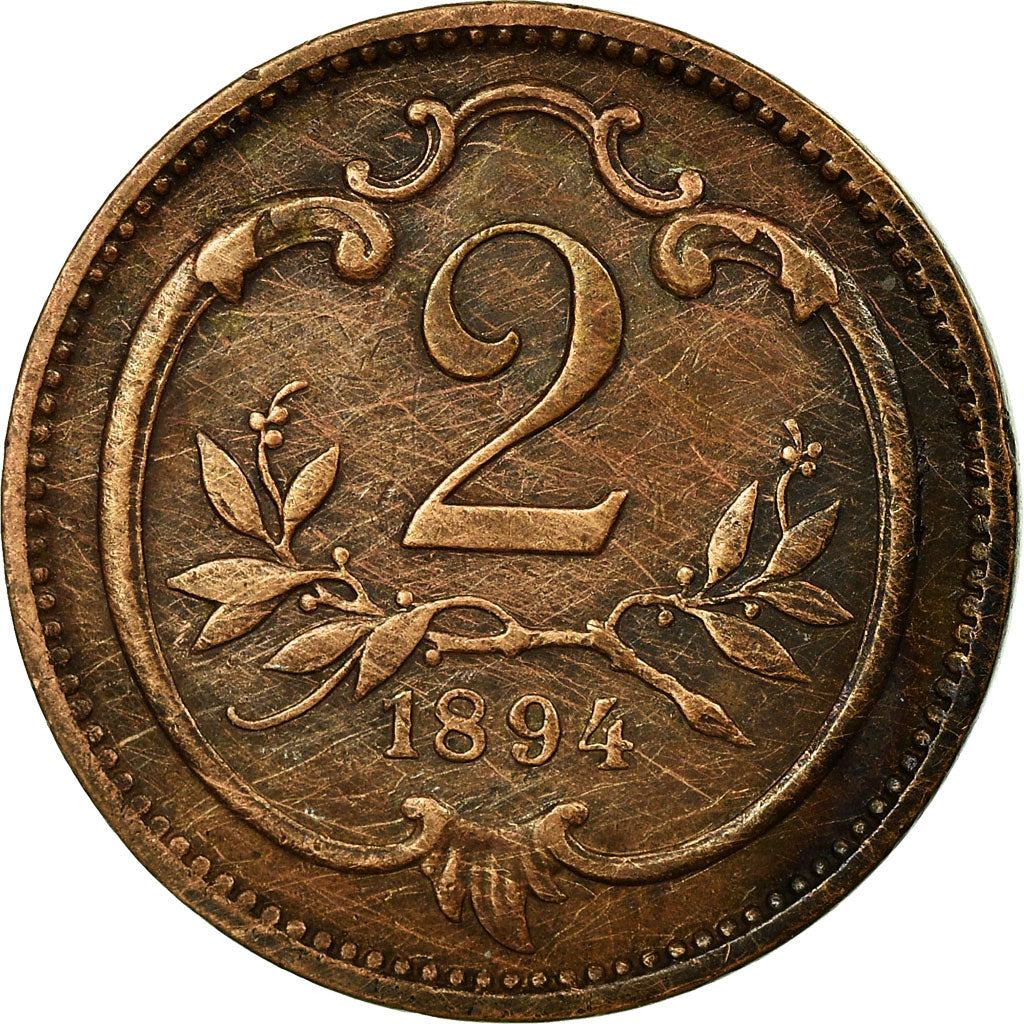 Moneta, Austria, Franz Joseph I, 2 Heller, 1894, BB, Bronzo, KM:2801