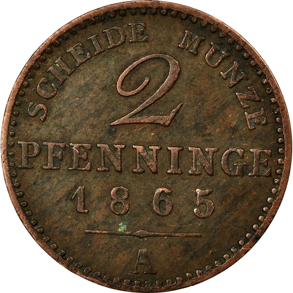 Coin, German States, PRUSSIA, Wilhelm I, 2 Pfennig, 1865, Berlin, EF(40-45)