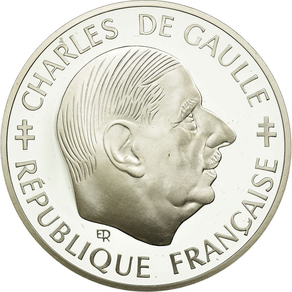 Coin, France, Charles de Gaulle, Franc, 1988, Paris, MS(65-70), Silver, KM:978
