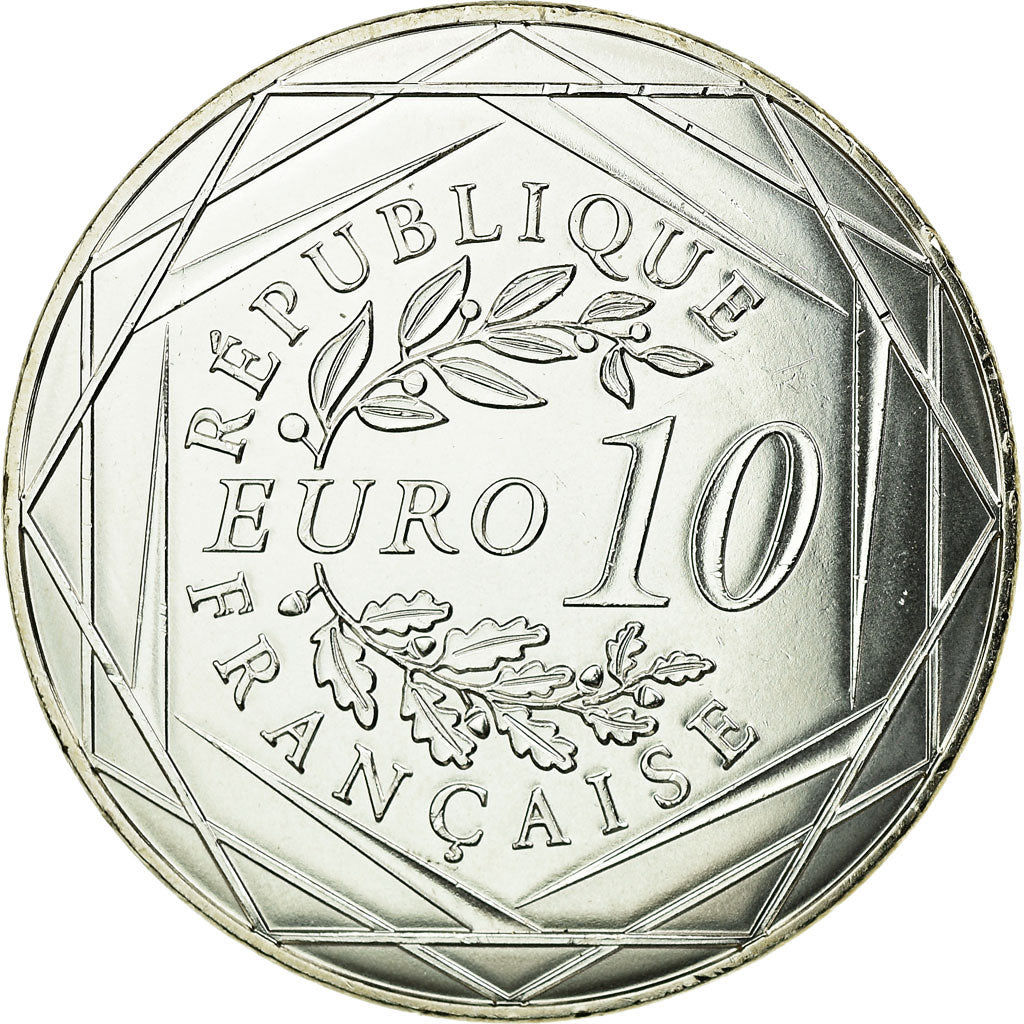 France, 10 Euro, Coq, 2016, MS(60-62), Silver