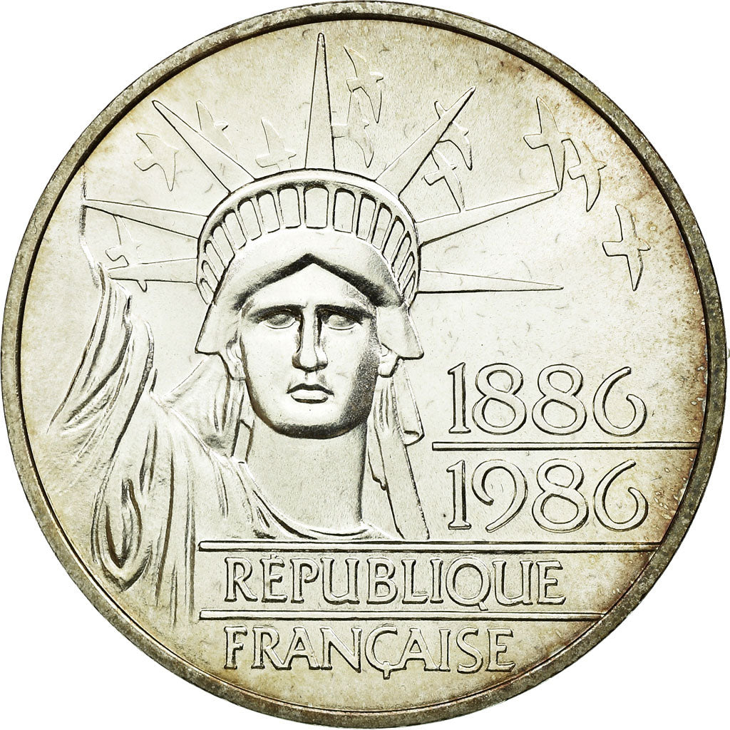 Moneta, Francia, Statue de la Liberté, 100 Francs, 1986, BB, Argento, KM:960