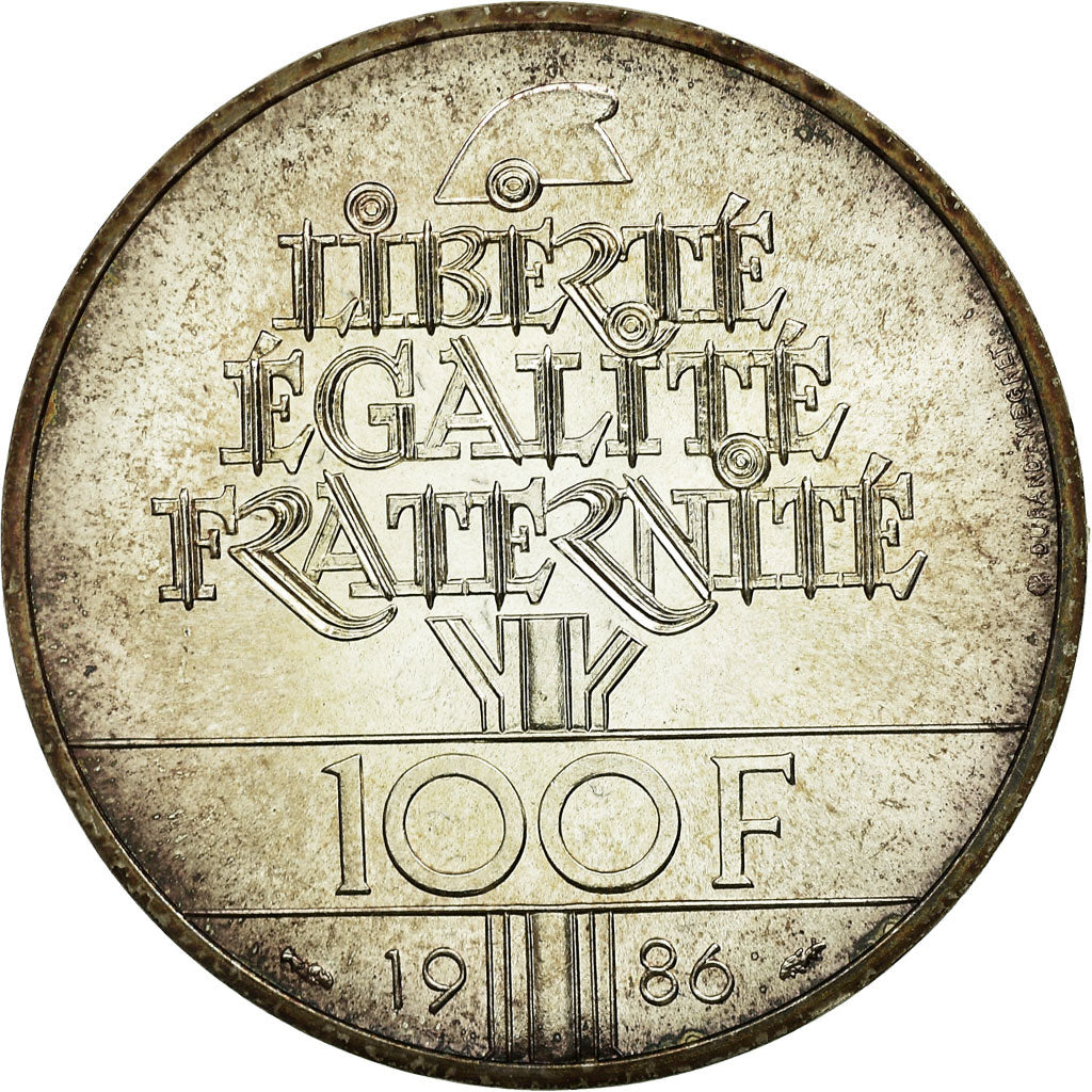 Moneta, Francia, Statue de la Liberté, 100 Francs, 1986, BB, Argento, KM:960