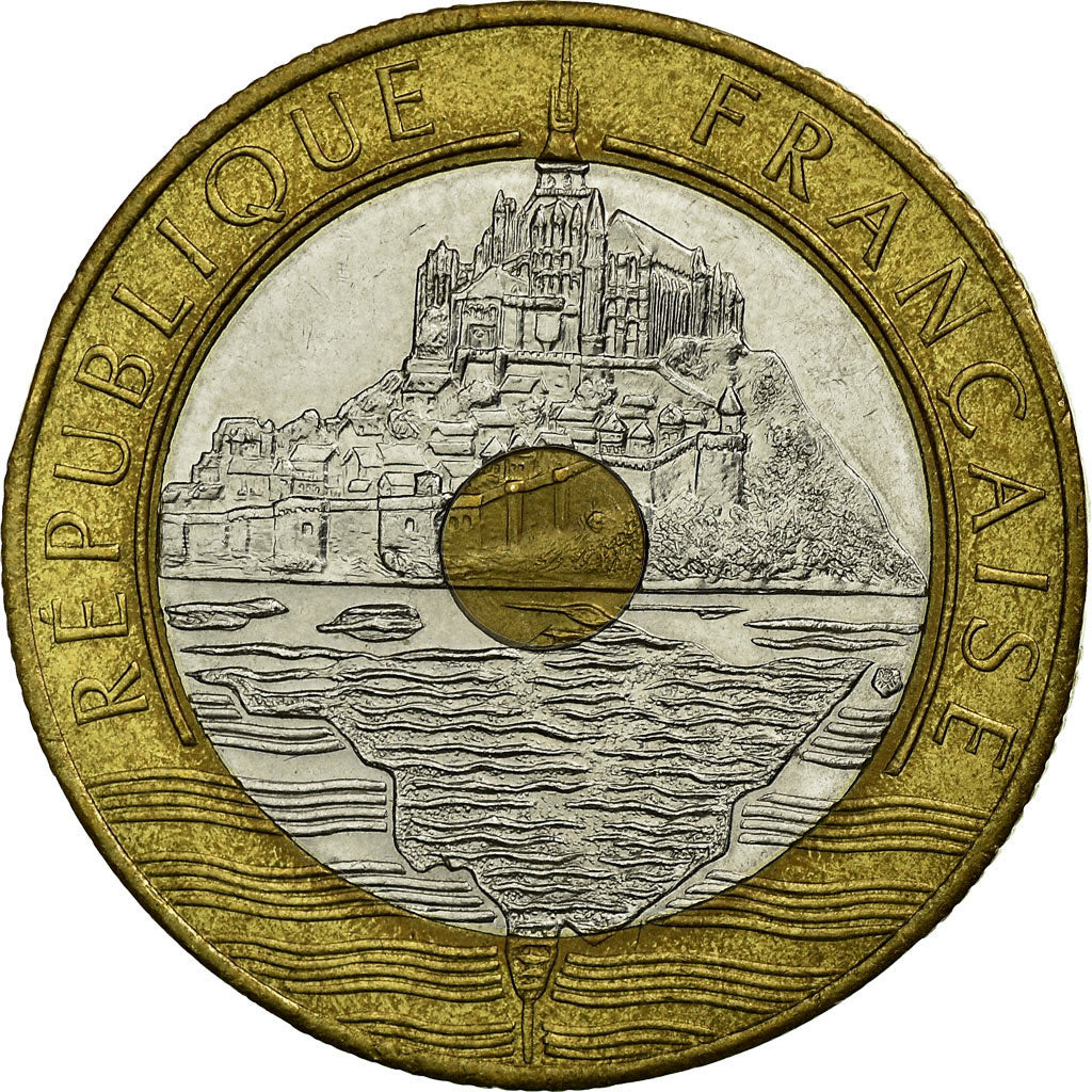Monnaie, France, Mont Saint Michel, 20 Francs, 1992, Paris, TB+, Tri-Metallic