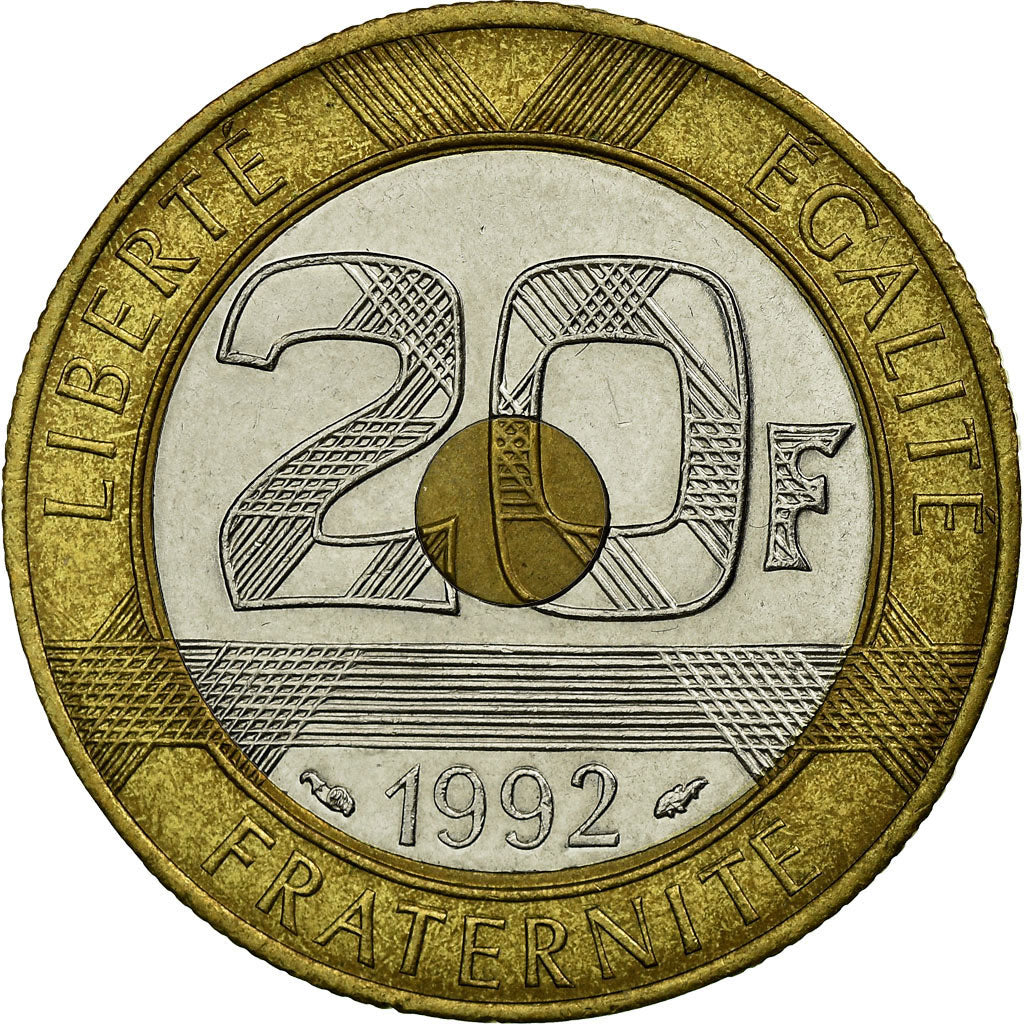 Monnaie, France, Mont Saint Michel, 20 Francs, 1992, Paris, TB+, Tri-Metallic