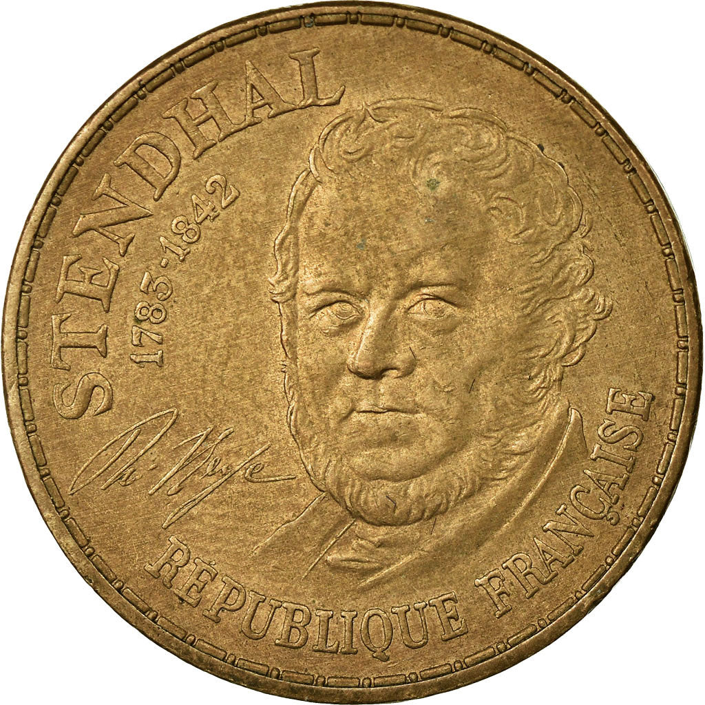Moneda, Francia, Stendhal, 10 Francs, 1983, Paris, BC+, Níquel - bronce