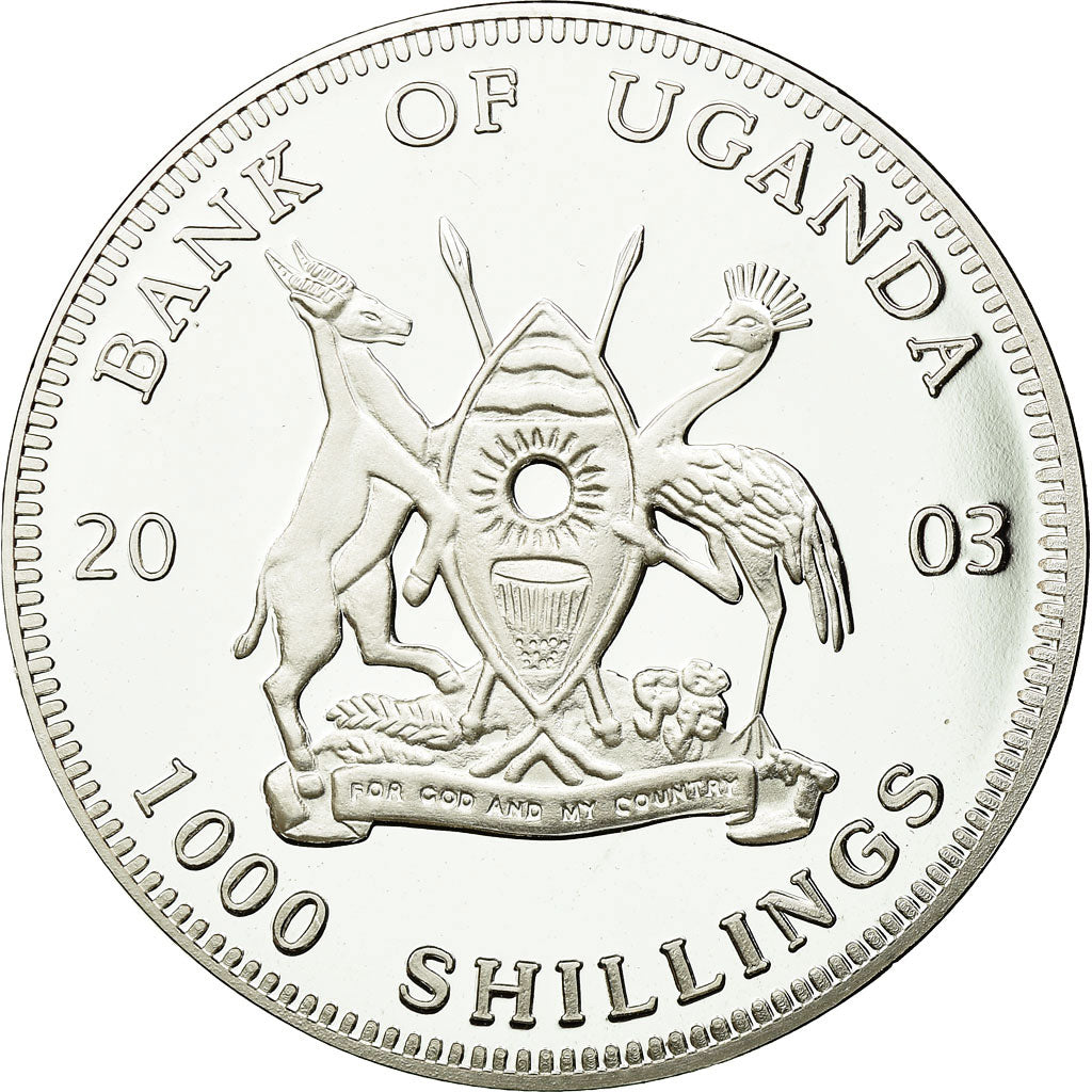 Coin, Uganda, 1000 Shillings, 2003, MS(65-70), Silver Plated Bronze, KM:103