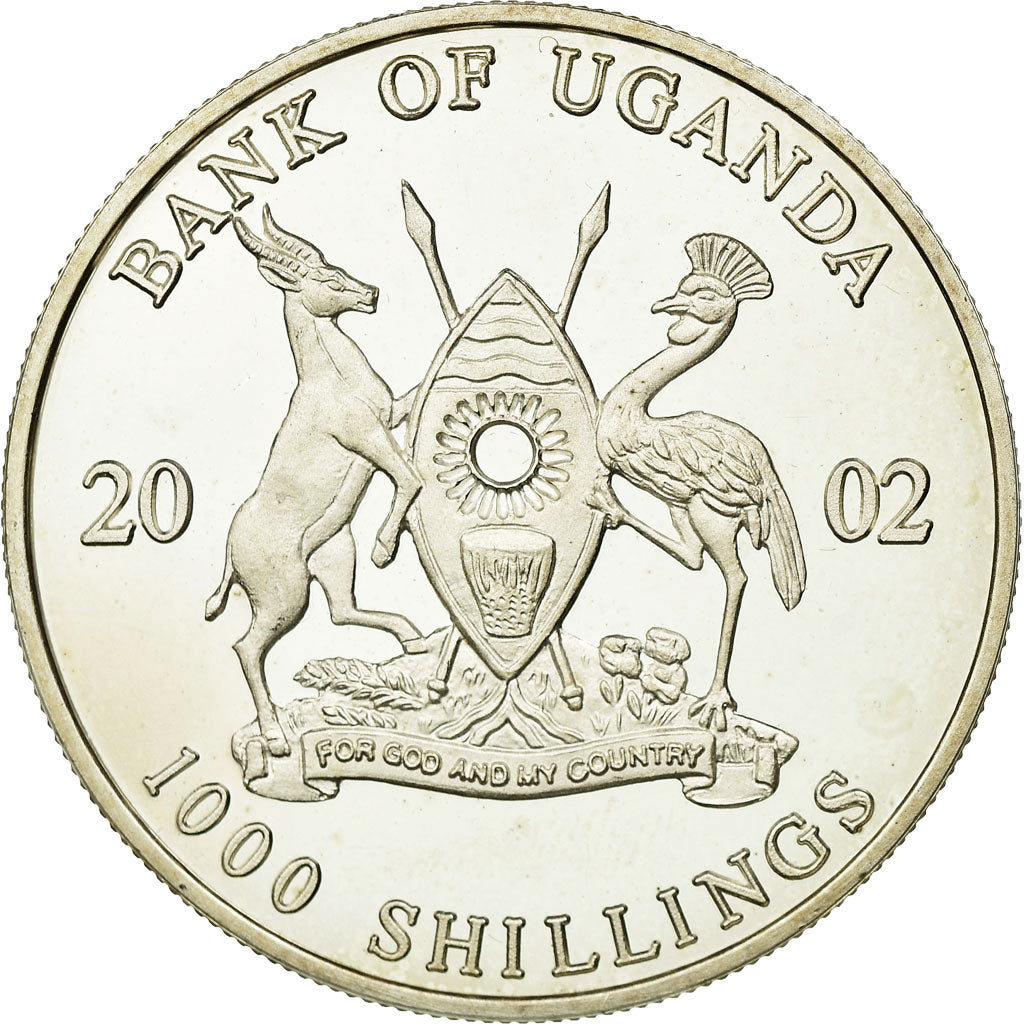 Coin, Uganda, 1000 Shillings, 2002, MS(60-62), Silver, KM:82