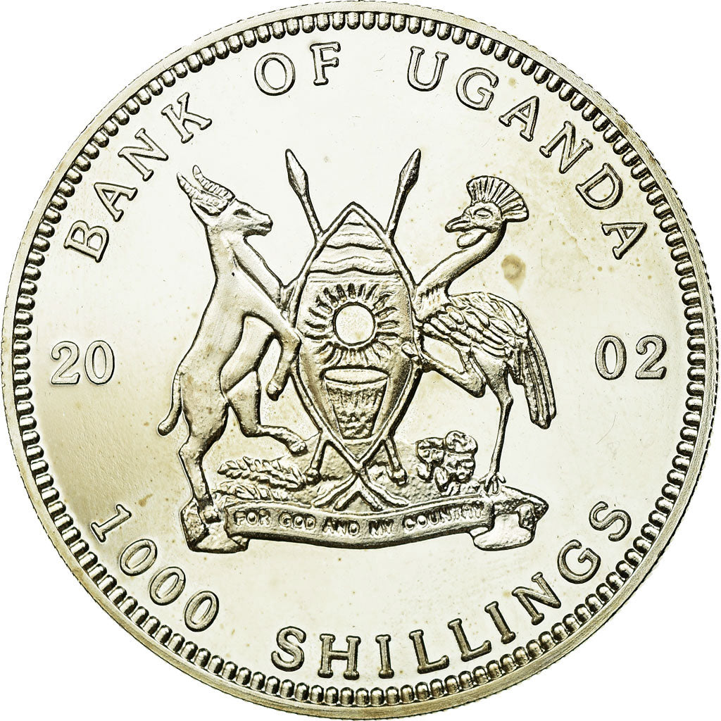 Coin, Uganda, 1000 Shillings, 2002, MS(60-62), Silver, KM:84
