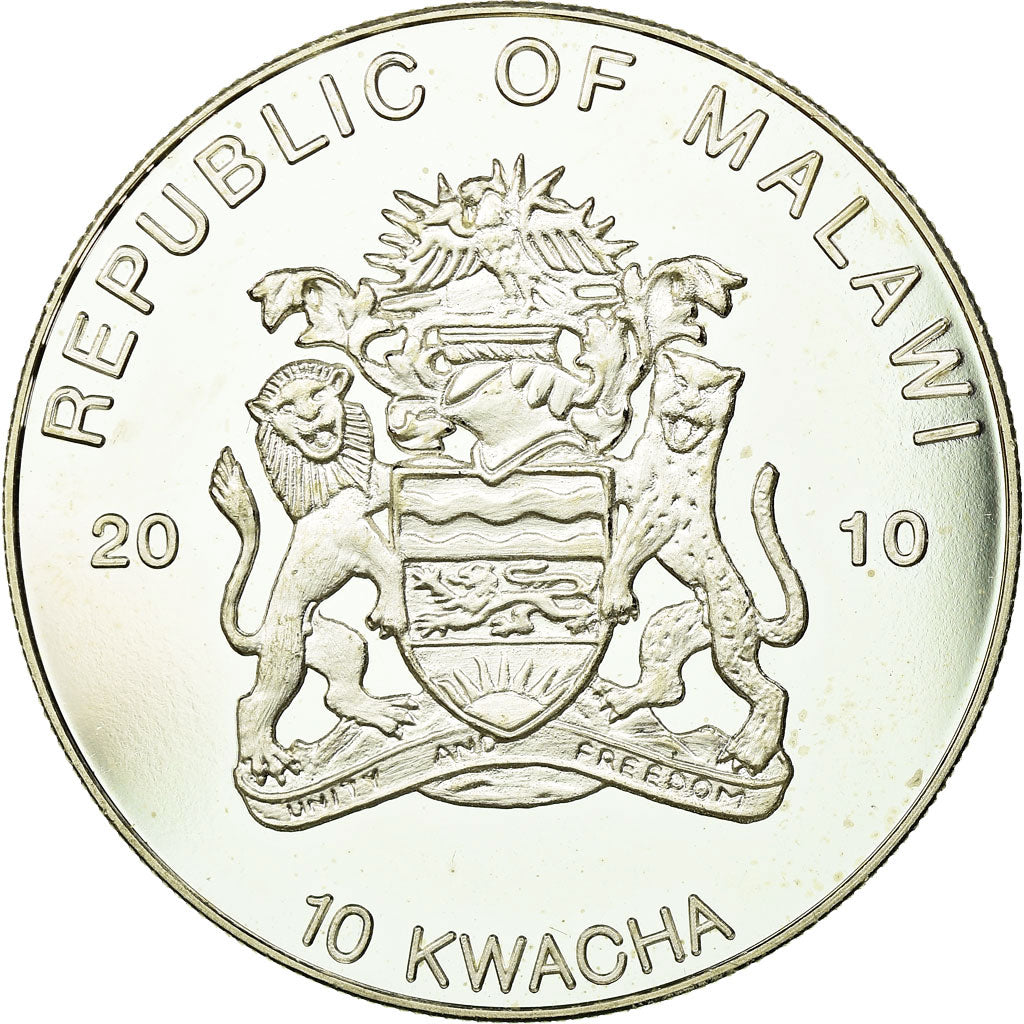 Coin, Malawi, 10 Kwacha, 2010, MS(65-70), Silver plated copper-nickel, KM:91
