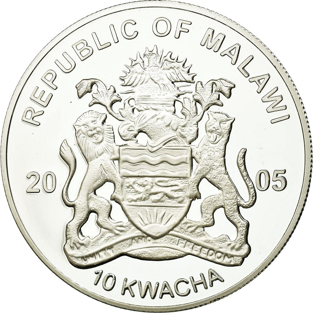 Coin, Malawi, 10 Kwacha, 2005, MS(65-70), Silver plated copper-nickel, KM:71