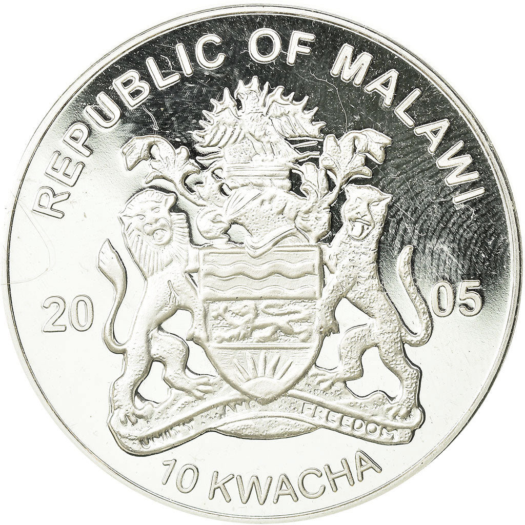 Coin, Malawi, 10 Kwacha, 2005, AU(55-58), Silver plated copper-nickel, KM:71