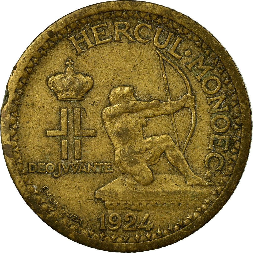 Monnaie, Monaco, Louis II, 50 Centimes, 1924, Poissy, TB+, Aluminum-Bronze