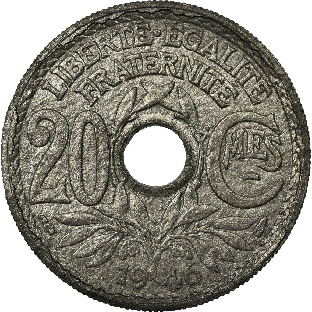 Moneda, Francia, Lindauer, 20 Centimes, 1946, Paris, BC+, Cinc, KM:907.1