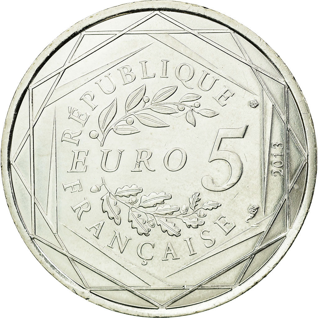 França, 5 Euro, Liberté, 2013, MS(60-62), Prata, Gadoury:EU645