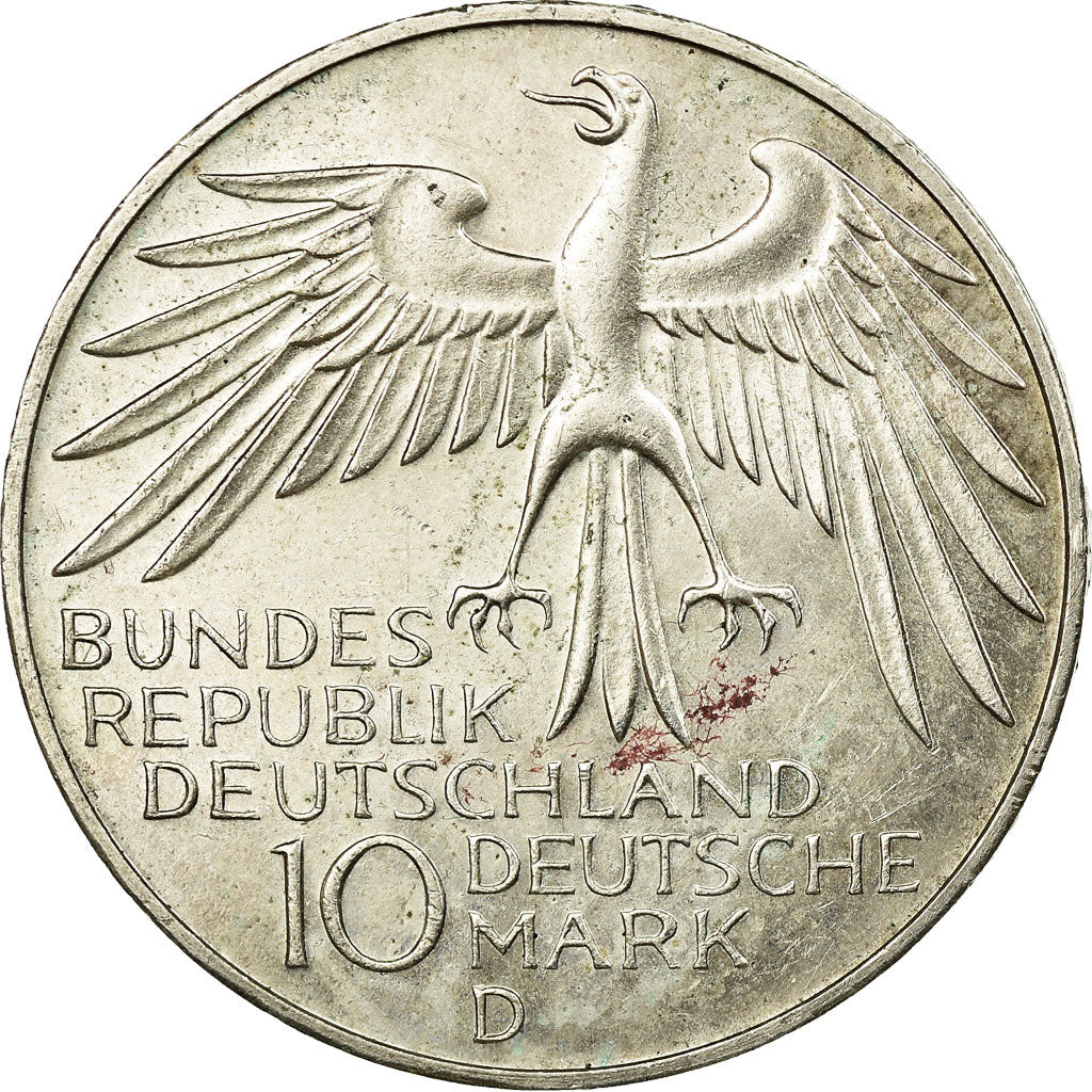Coin, GERMANY - FEDERAL REPUBLIC, 10 Mark, 1972, Munich, VF(30-35), Silver
