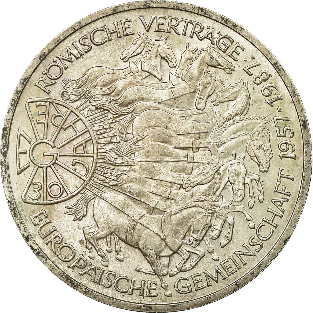 Coin, GERMANY - FEDERAL REPUBLIC, 10 Mark, 1987, Karlsruhe, Germany, EF(40-45)