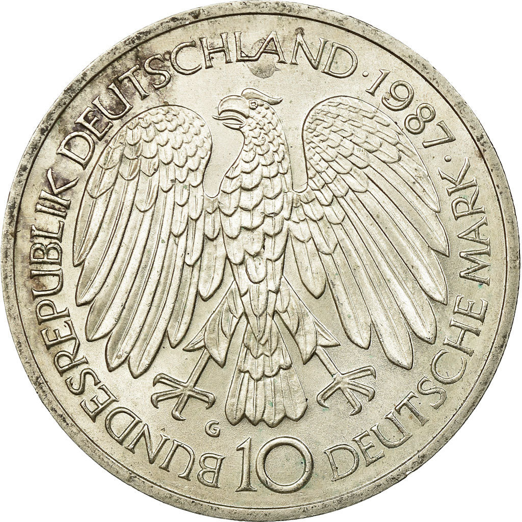Coin, GERMANY - FEDERAL REPUBLIC, 10 Mark, 1987, Karlsruhe, Germany, EF(40-45)