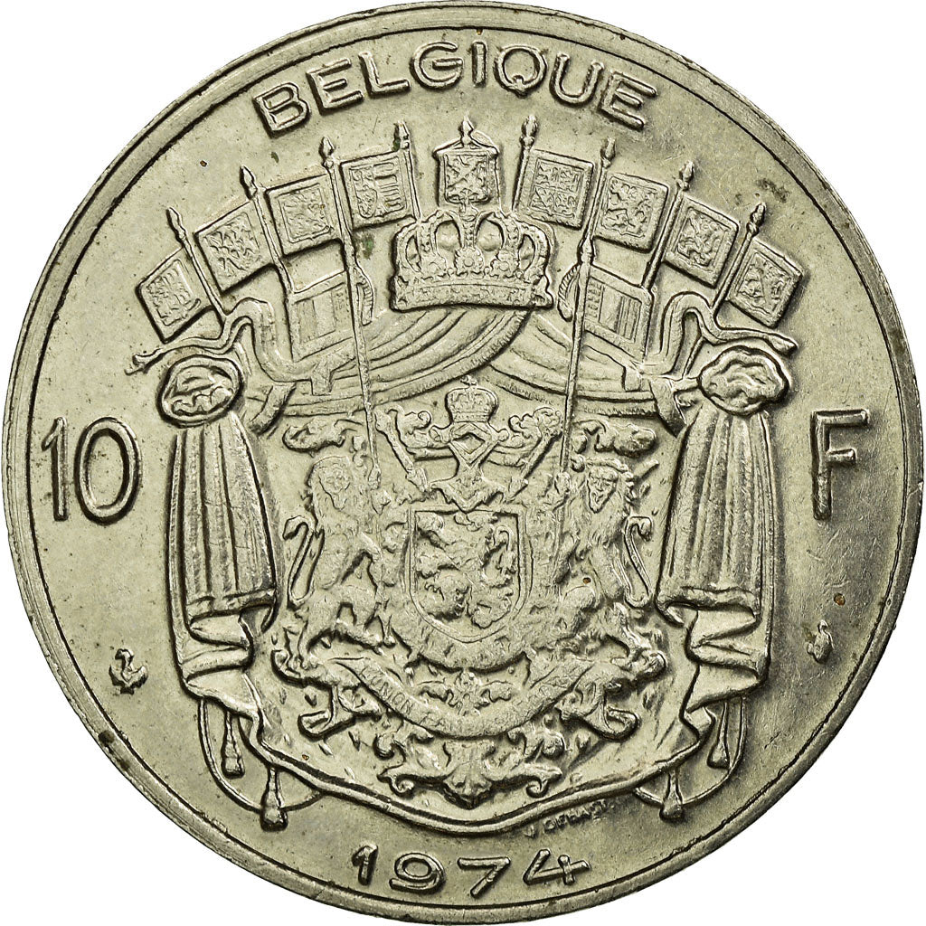 Moneta, Belgia, 10 Francs, 10 Frank, 1974, Brussels, EF(40-45), Nikiel, KM:155.1