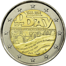França, 2 Euro, D-Day, 2014, MS(63), Bimetálico