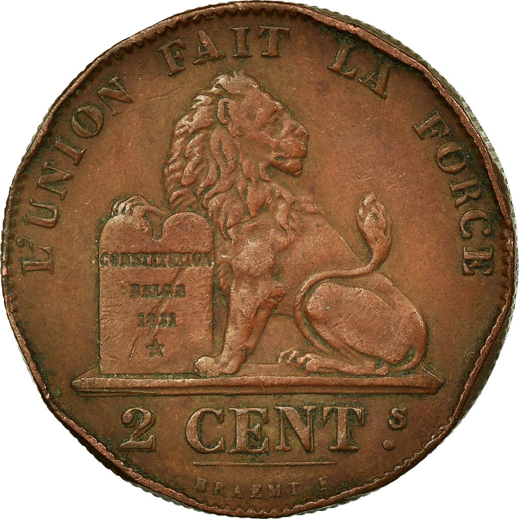 Coin, Belgium, Leopold I, 2 Centimes, 1861, VF(30-35), Copper, KM:4.2