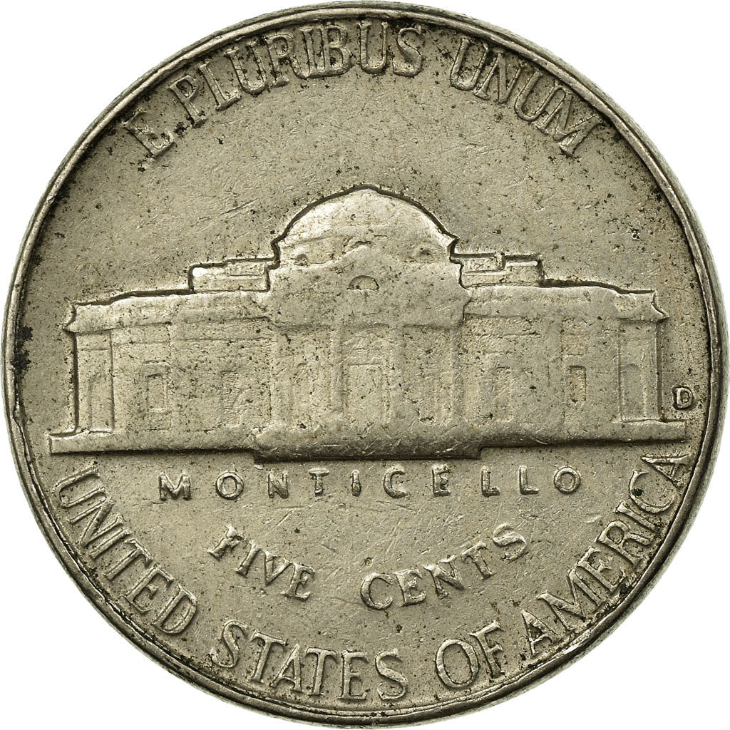Coin, United States, Jefferson Nickel, 5 Cents, 1963, U.S. Mint, Denver