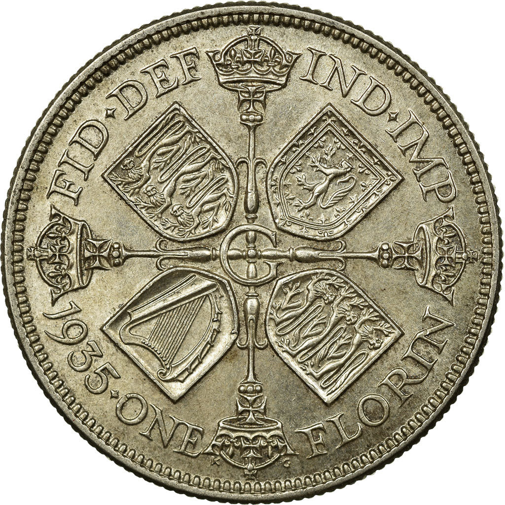Coin, Great Britain, George V, Florin, Two Shillings, 1935, AU(55-58), Silver