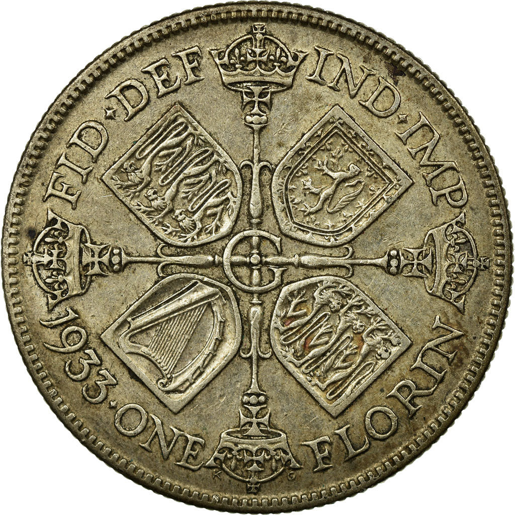 Coin, Great Britain, George V, Florin, Two Shillings, 1933, EF(40-45), Silver