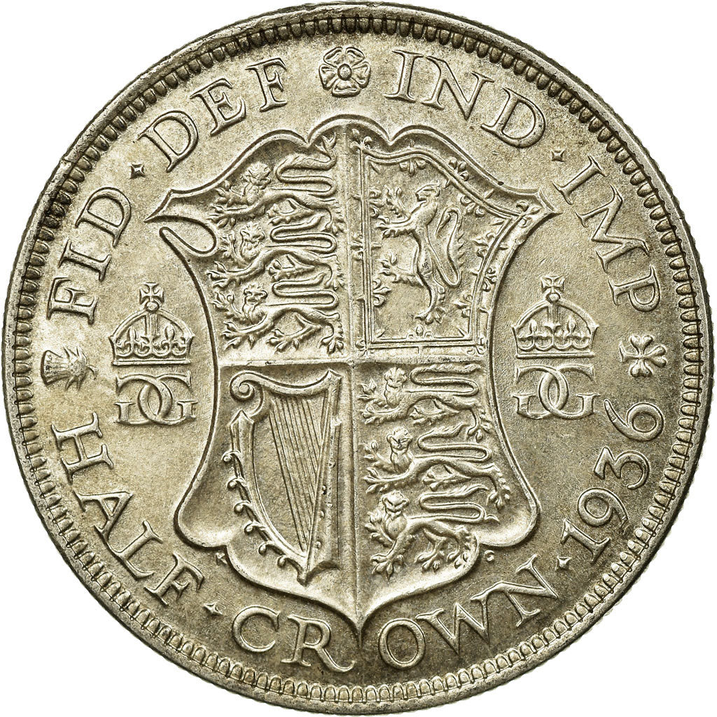 Coin, Great Britain, George V, 1/2 Crown, 1936, AU(55-58), Silver, KM:835