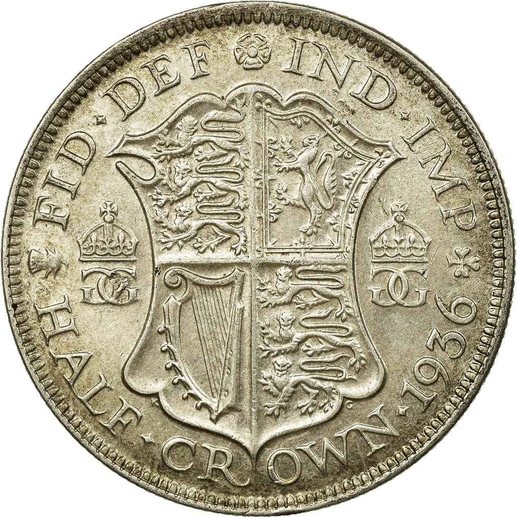 Coin, Great Britain, George V, 1/2 Crown, 1936, AU(55-58), Silver, KM:835