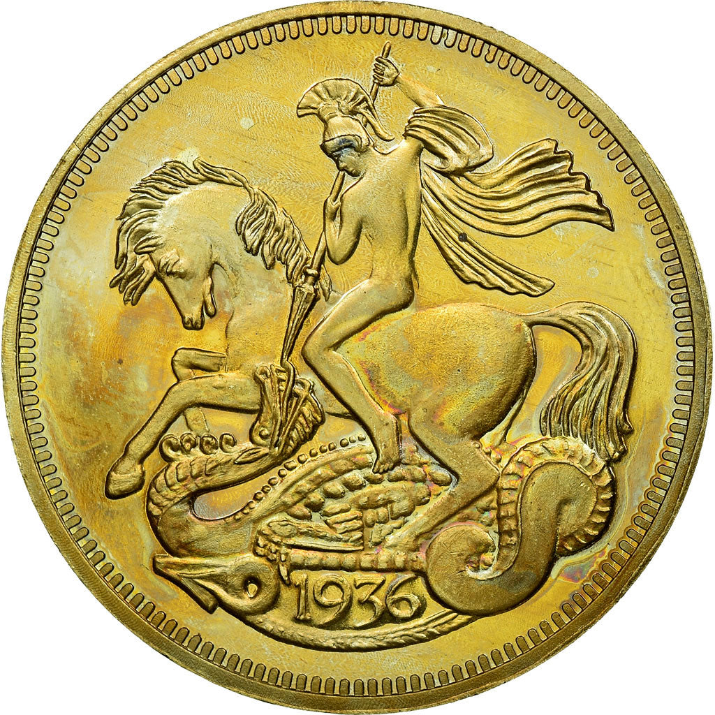 United Kingdom , Medal, 1936, MS(63), Gold coloured copper