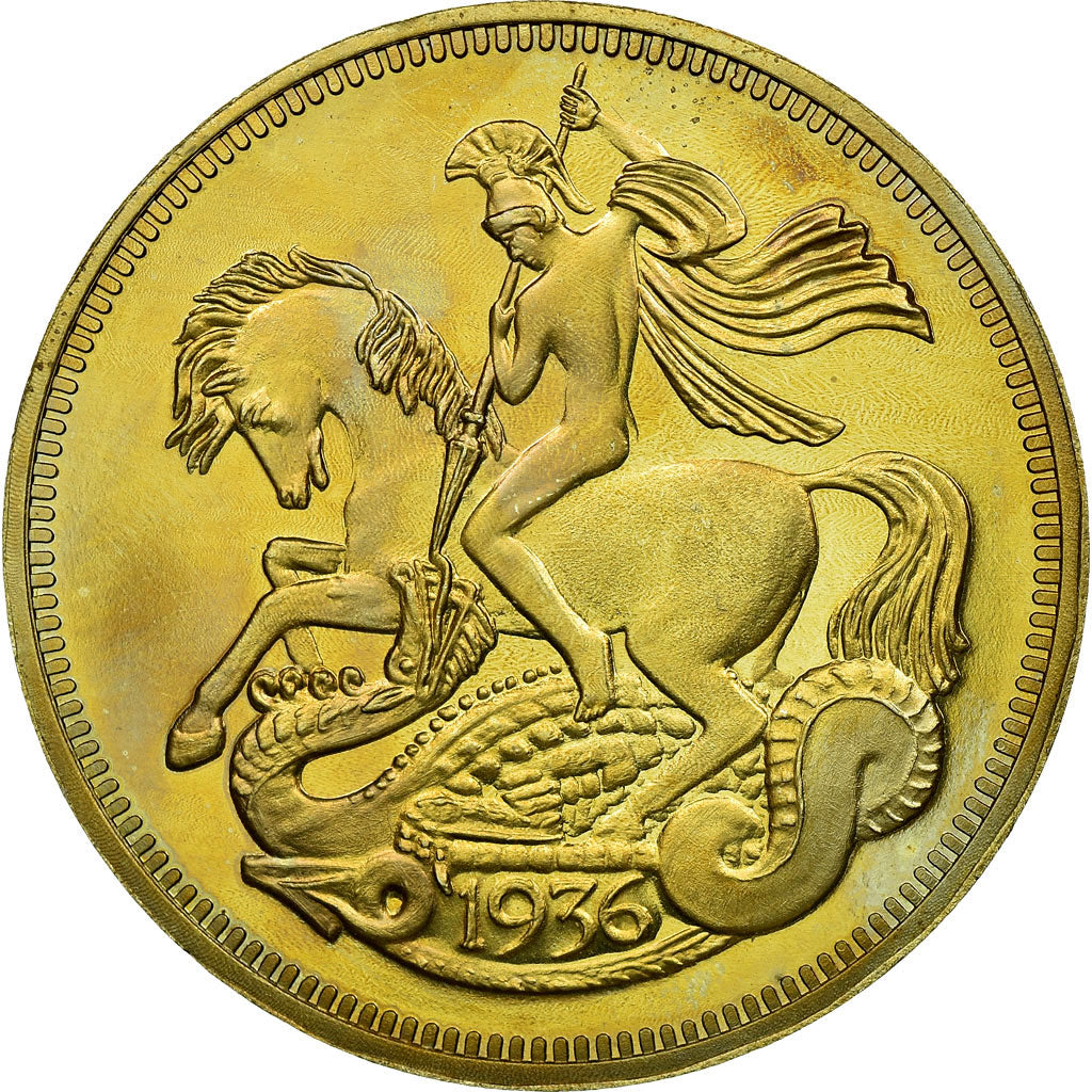 United Kingdom , Medal, 1936, MS(63), Gold coloured copper