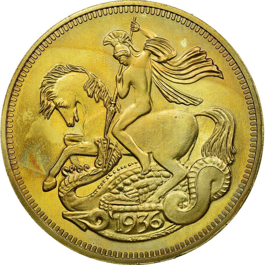 United Kingdom , Medal, 1936, MS(63), Gold coloured copper