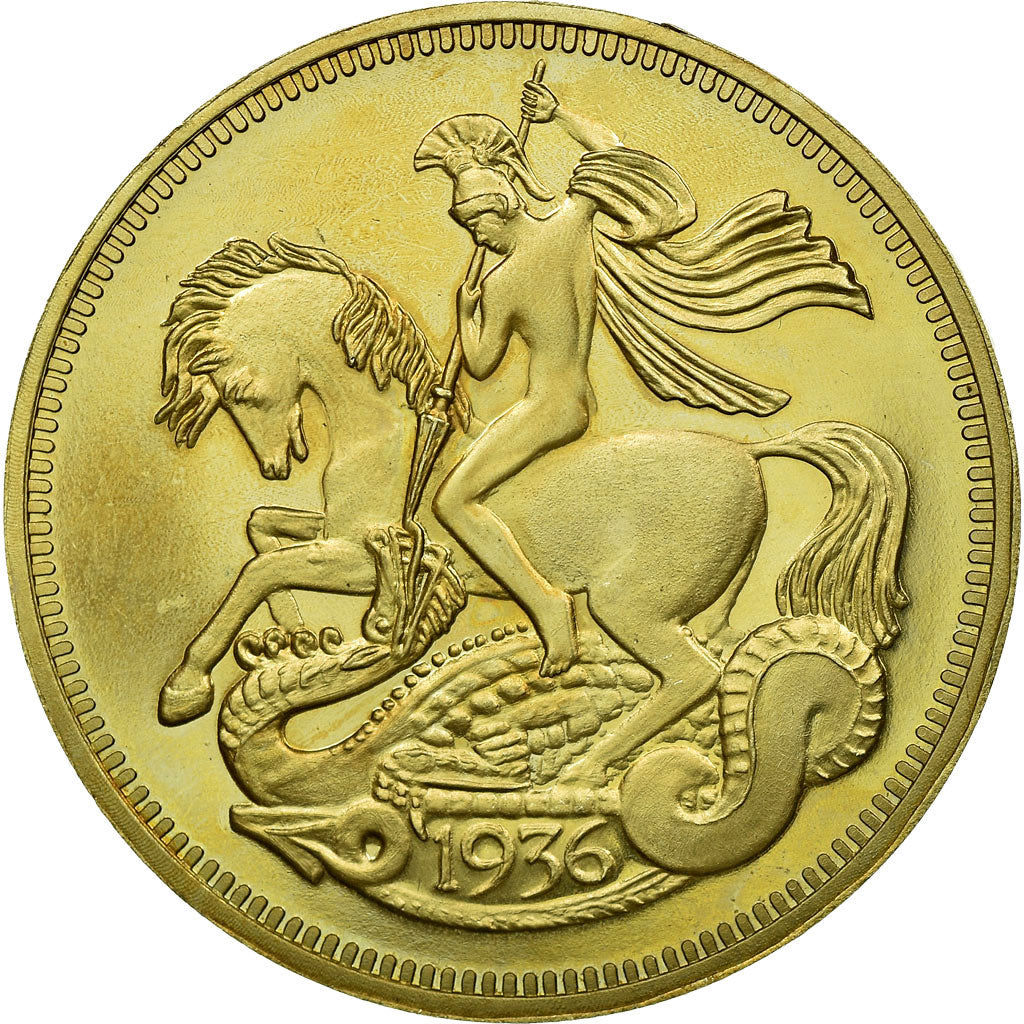 United Kingdom , Medal, 1936, MS(63), Gold coloured copper