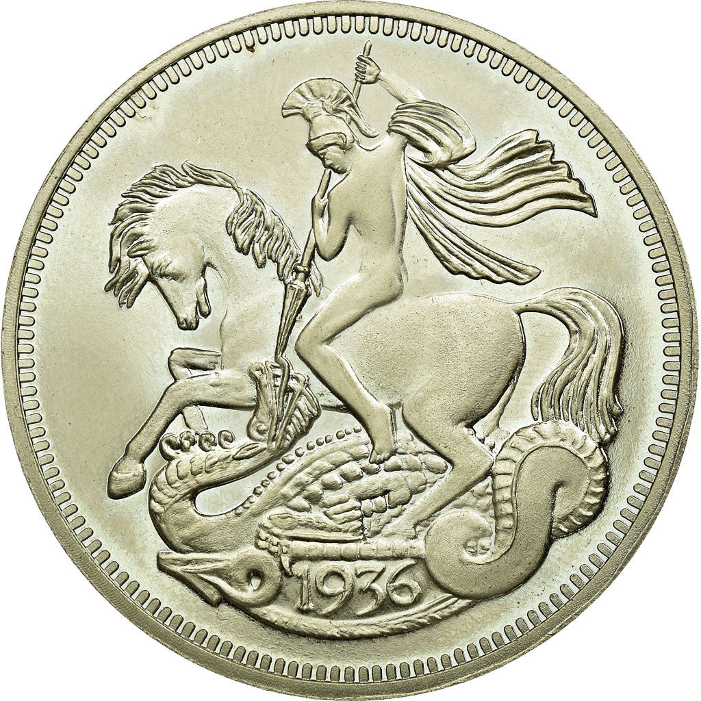 United Kingdom , Medal, 1936, MS(63), Silver Plated Copper