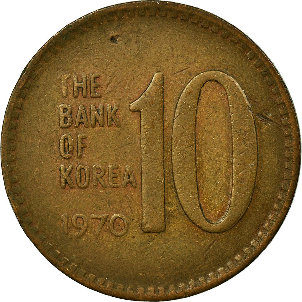 Coin, KOREA-SOUTH, 10 Won, 1970, VF(30-35), Bronze, KM:6