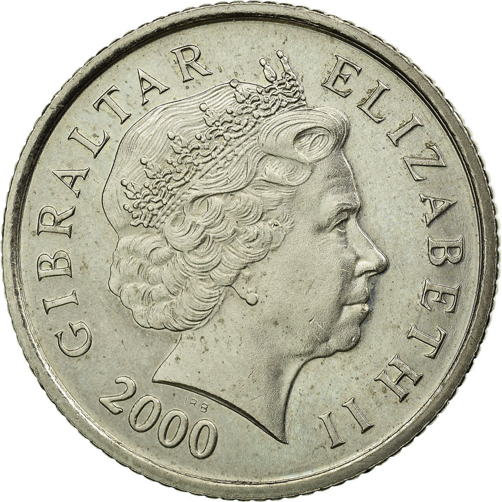 Coin, Gibraltar, Elizabeth II, 10 Pence, 2000, EF(40-45), Copper-nickel, KM:776